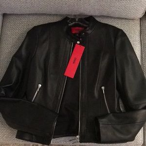 NWT HUGO Genuine Soft Leather Jacket, Black XS, Excellent Brand New, Luxury